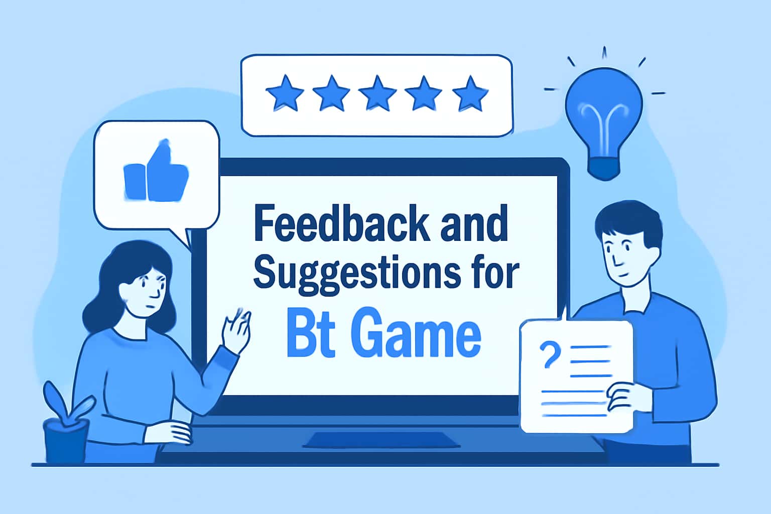 An informational graphic showcasing feedback and suggestions for Bf Game.