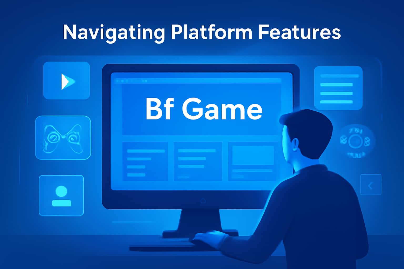 A futuristic landscape showcasing Bf Game platform features with the title clearly displayed.